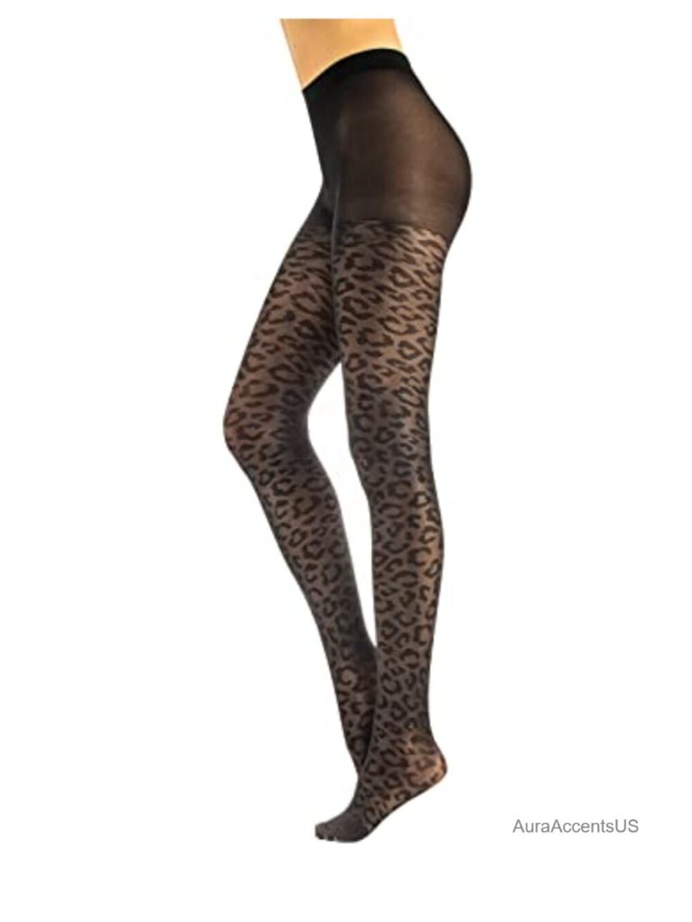 Opaque Leopard Print Tights 50 Den Micro Fishnet Pantyhose Nylon